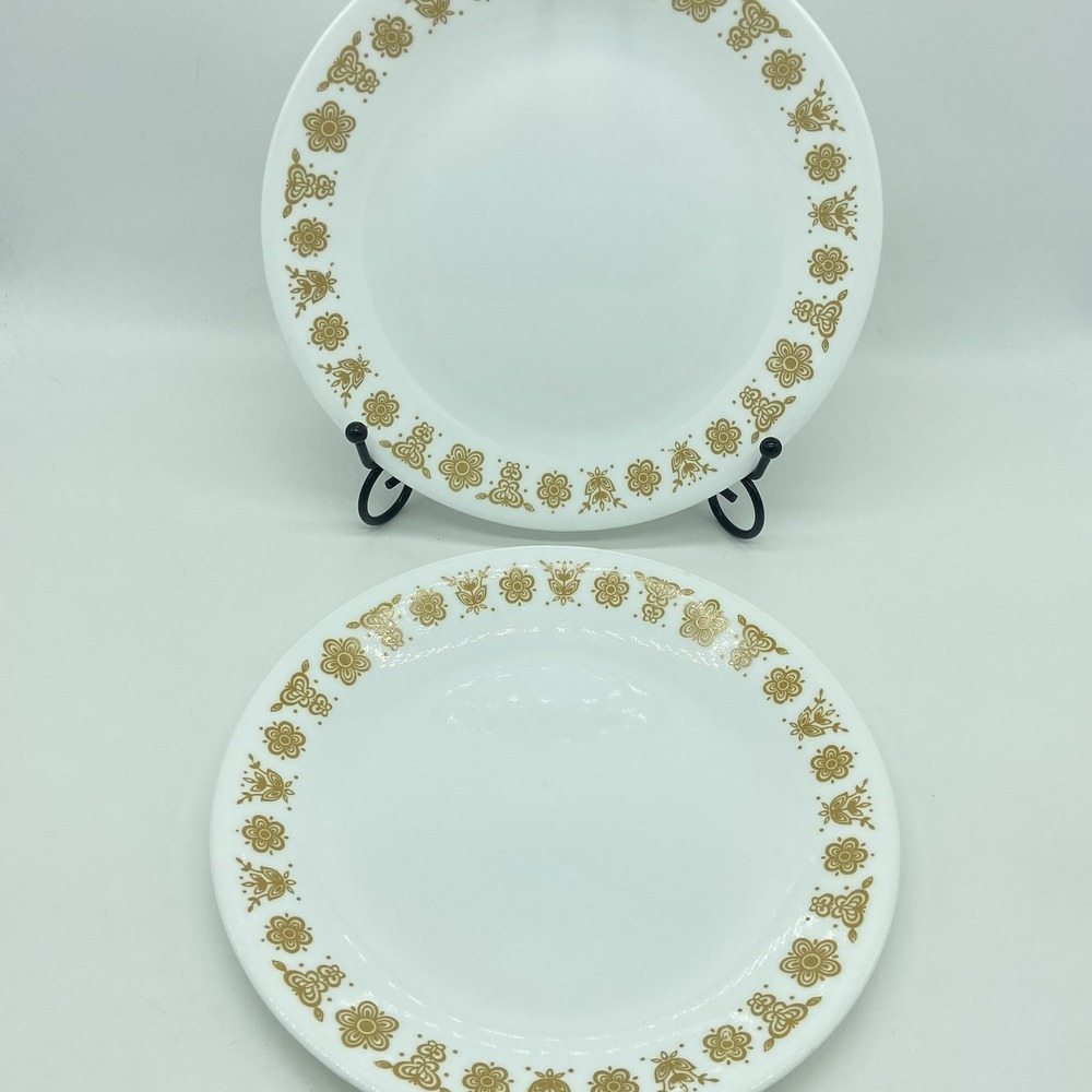 Corelle Corning Butterfly Gold Salad Plate 8 1/2" Vintage USA‎ Set Of 2 Luncheon